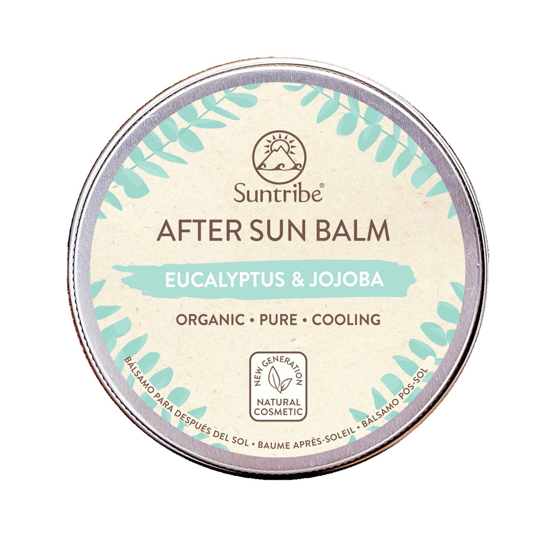 Suntribe, Φυσικό After Sun Balm με Ευκάλυπτο & Τζοτζόμπα σε αλουμινένιο βάζο εμπρός όψη