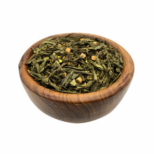 Πράσινο Τσάι με Καραμέλα σε ξύλινο μπωλ